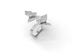 18K Gold Double Butterfly Diamond Ring (Customizable)