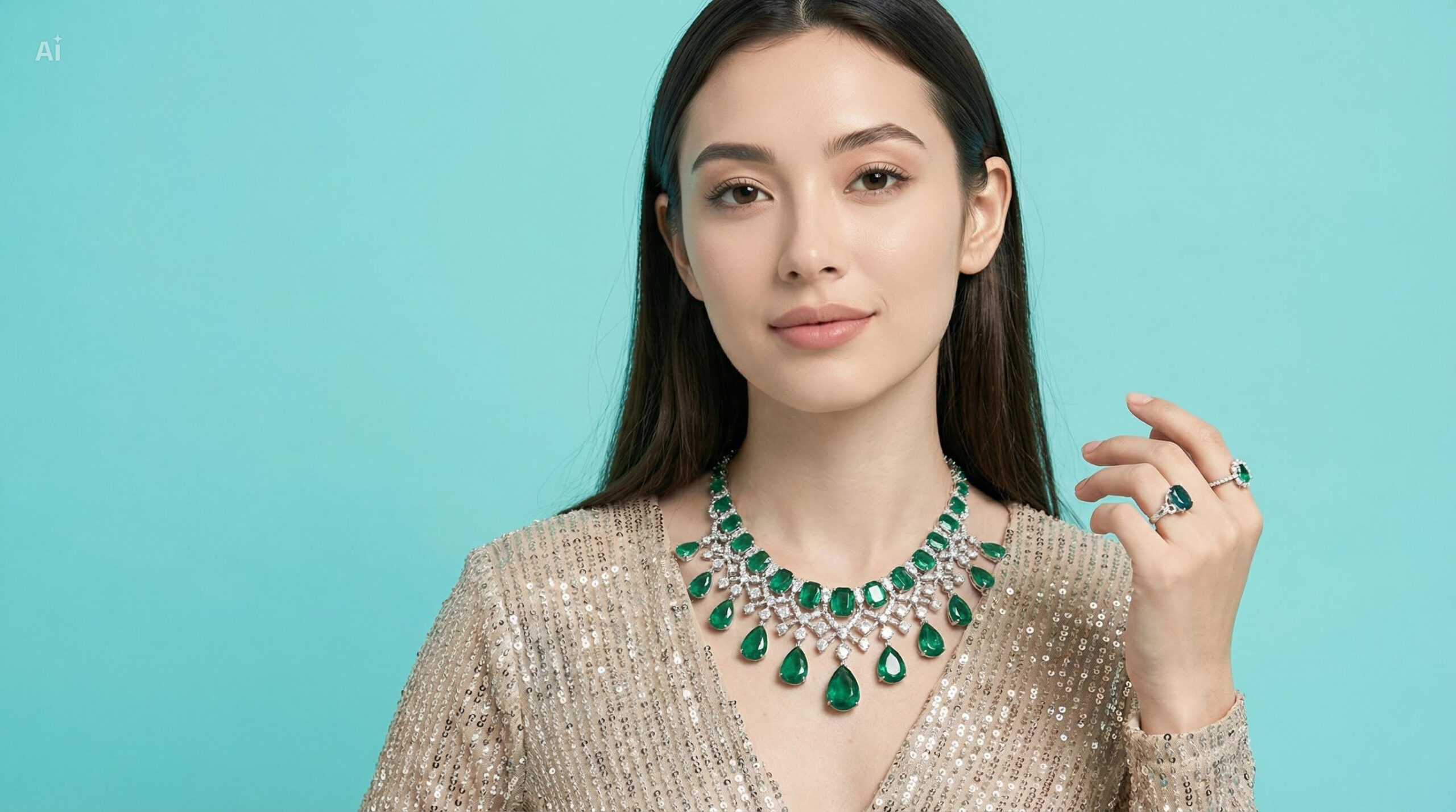 Model wearing adenis jewellery