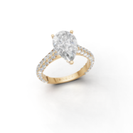 18K Gold Pear and Round Diamond Ring