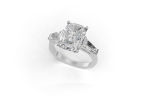 خاتم ألماس بقطع كوشن من الذهب عيار 18 قيراط