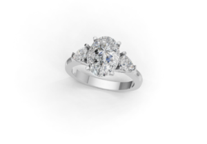 خاتم ألماس بيضاوي وكمثري من الذهب عيار 18 قيراط