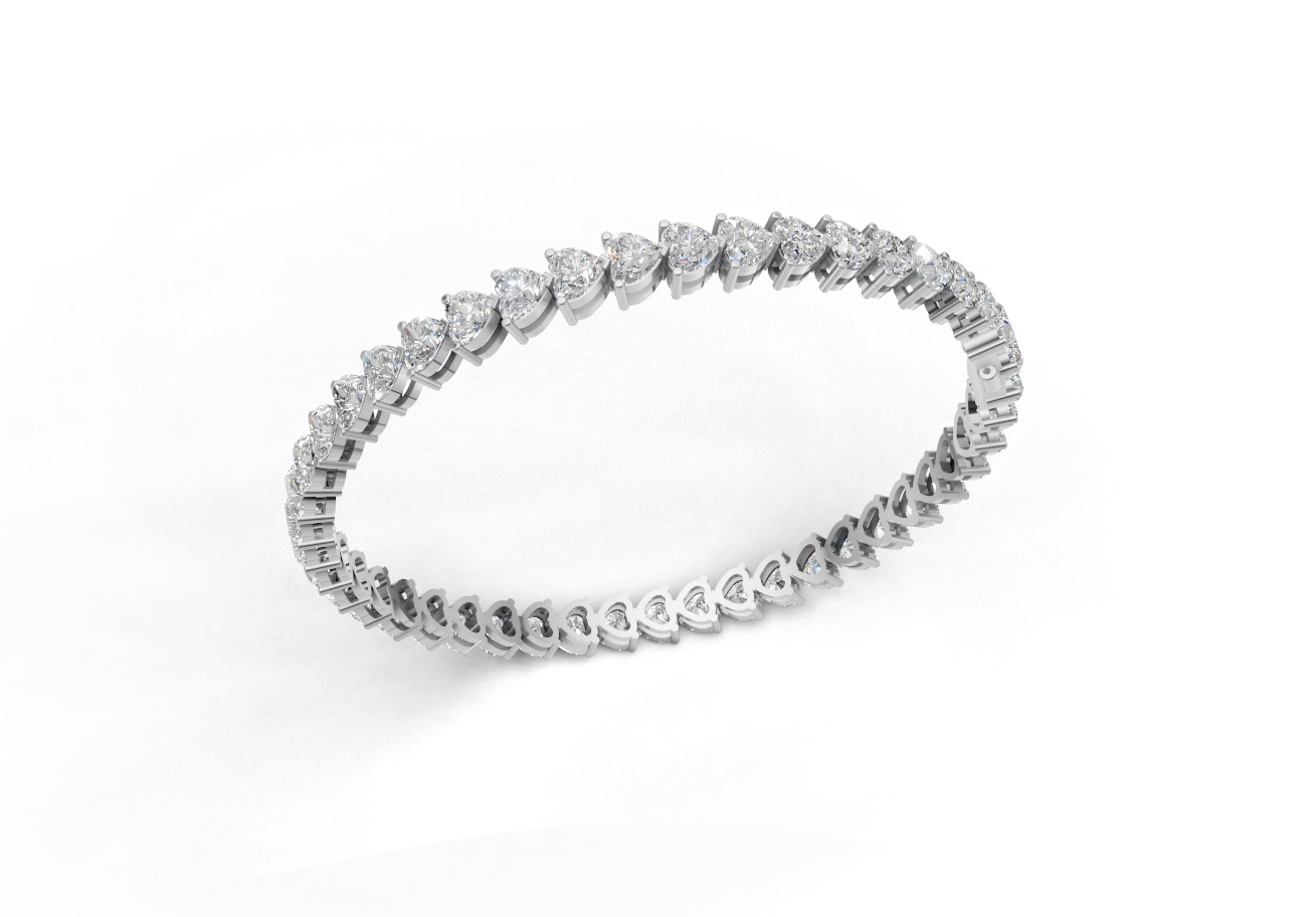 18K Gold Heart Shape Diamond Bracelet – 10CT