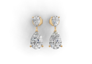 18K Gold Pear Diamond Earrings – 3.74CT