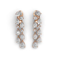 18K Gold Pear Diamond Drop Earrings