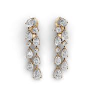 18K Gold Pear Diamond Drop Earrings