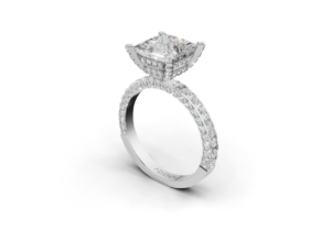 AD-RG-DIA035 — Princess Cathedral Ring (Rose Gold)