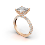 AD-RG-DIA035 — Princess Cathedral Ring (Rose Gold)