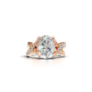 18K Gold twisted Pave Oval Solitaire Ring
