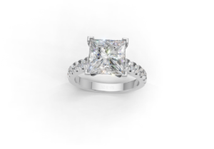 AD-RG-DIA033 — Princess Solitaire Pavé Engagement Ring