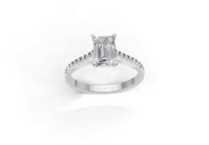 18K Gold Emerald Cut Solitaire Ring
