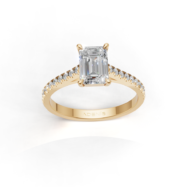 18K Gold Emerald Cut Solitaire Ring