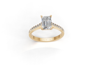 18K Gold Emerald Cut Solitaire Ring
