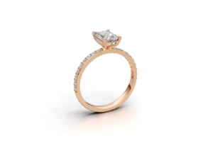 18k Gold Elegant Step-Cut Solitaire Ring