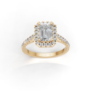 18k Gold Vintage Style Emerald Cut Diamond Ring