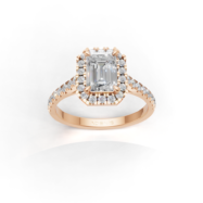 18k Gold Vintage Style Emerald Cut Diamond Ring