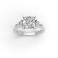 18K Gold Princess Cut Trilogy Diamond Ring