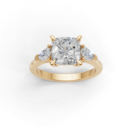 18K Gold Princess Cut Trilogy Diamond Ring