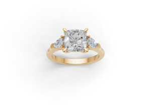 18K Gold Princess Cut Trilogy Diamond Ring