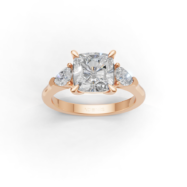 18K Gold Princess Cut Trilogy Diamond Ring