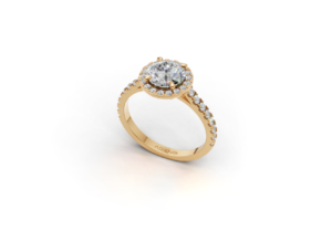 18k Gold Classic Halo Diamond Ring