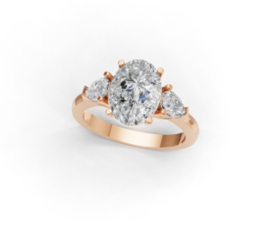 18K Gold Oval and Pear Diamond Ring