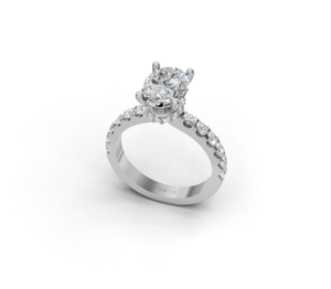 18K Gold Oval Diamond Ring