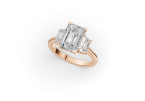 18K Gold Emerald Cut Diamond Ring